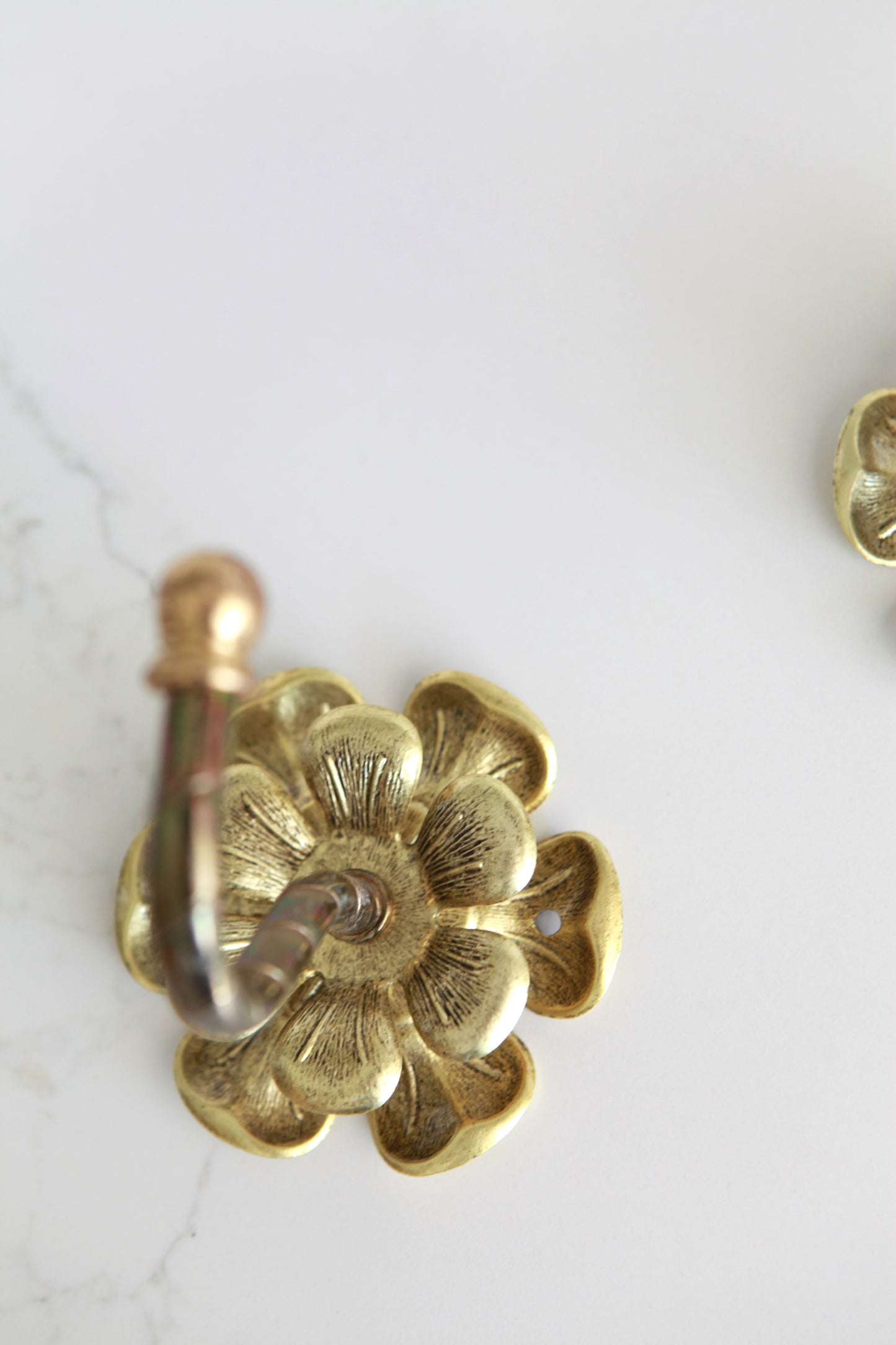 Vintage Brass Flower Hooks