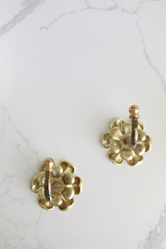Vintage Brass Flower Hooks